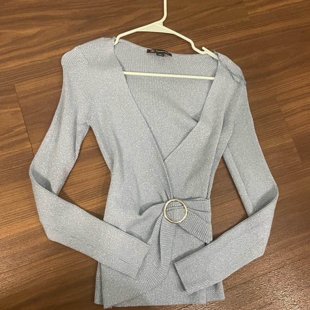 INC International Concepts Blue Knit Sweater